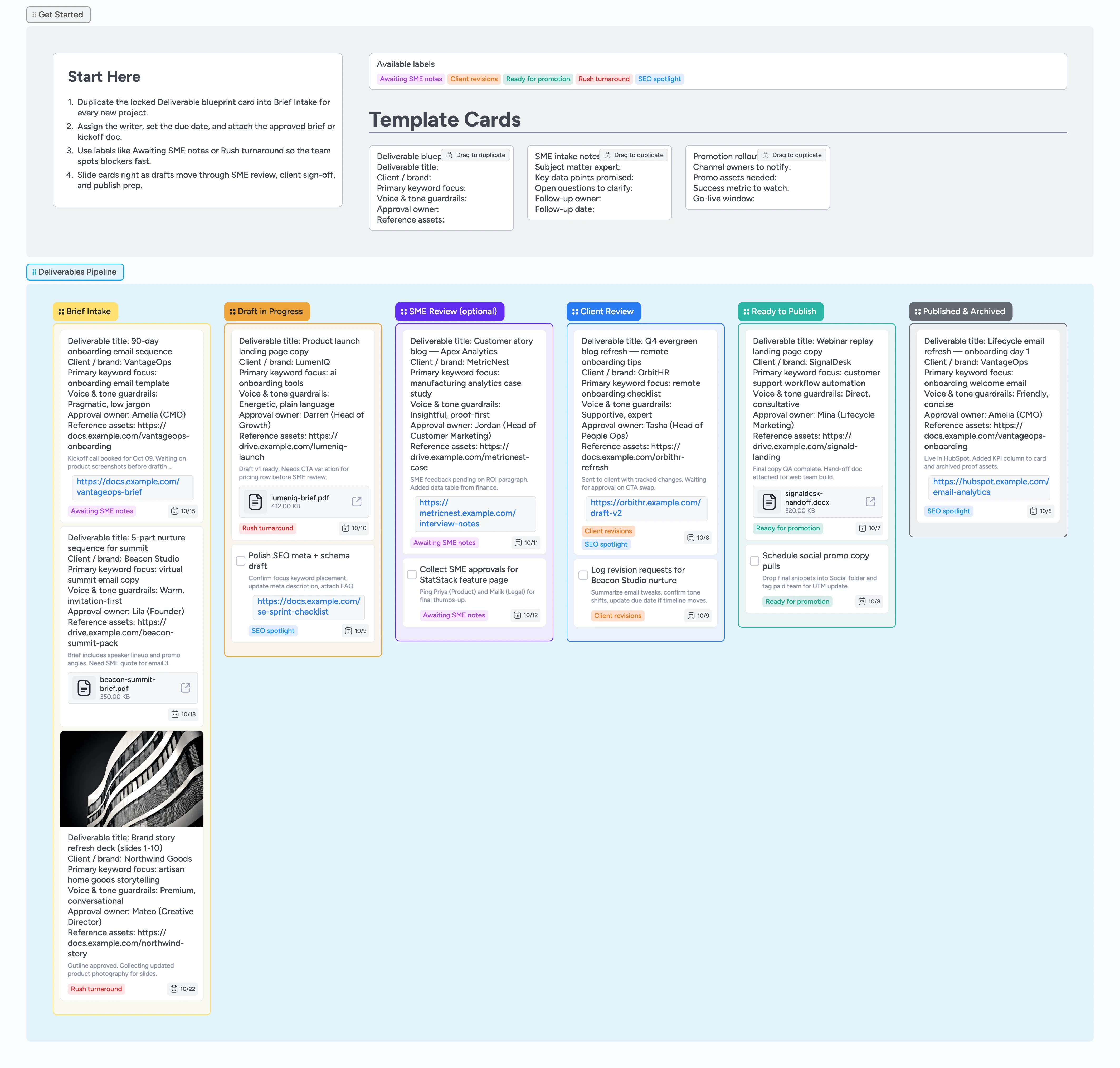 Copywriter Deliverables Tracker Template