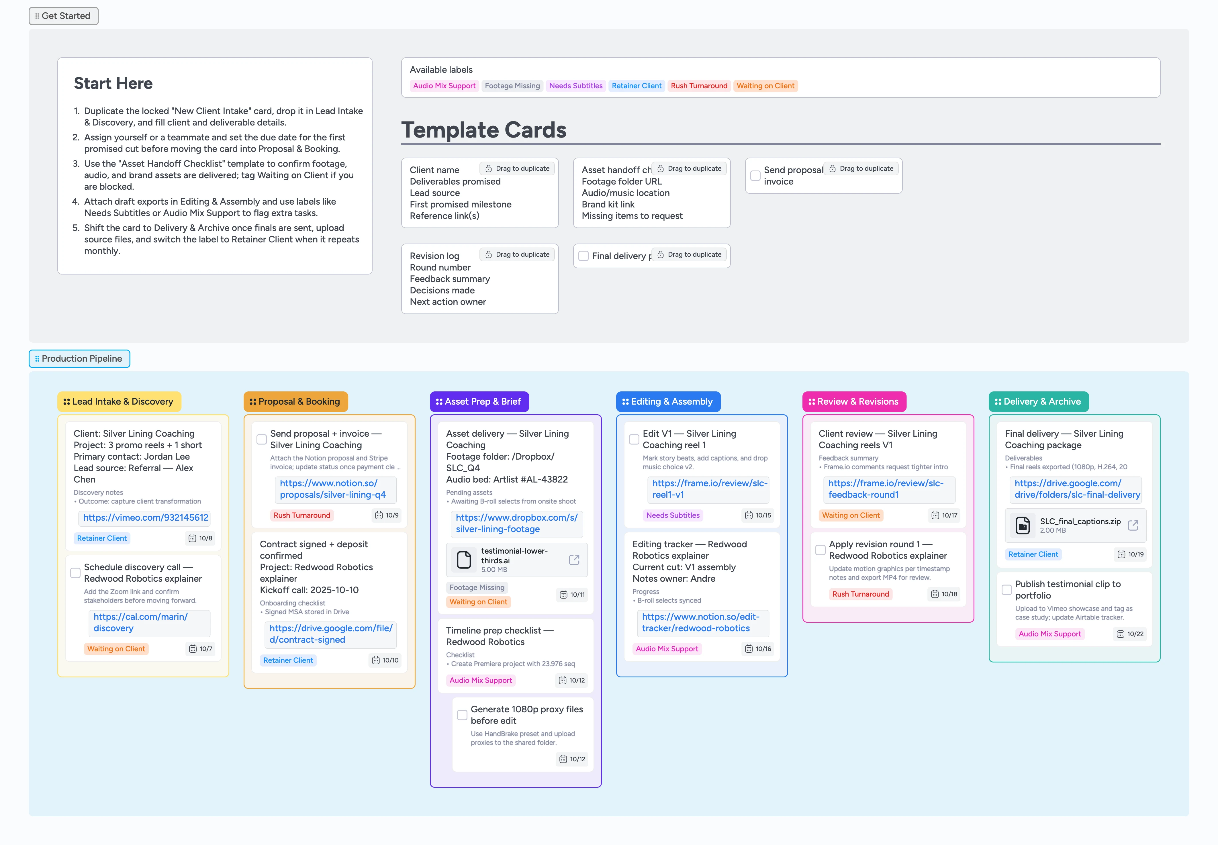 Freelance Video Editor Pipeline Template
