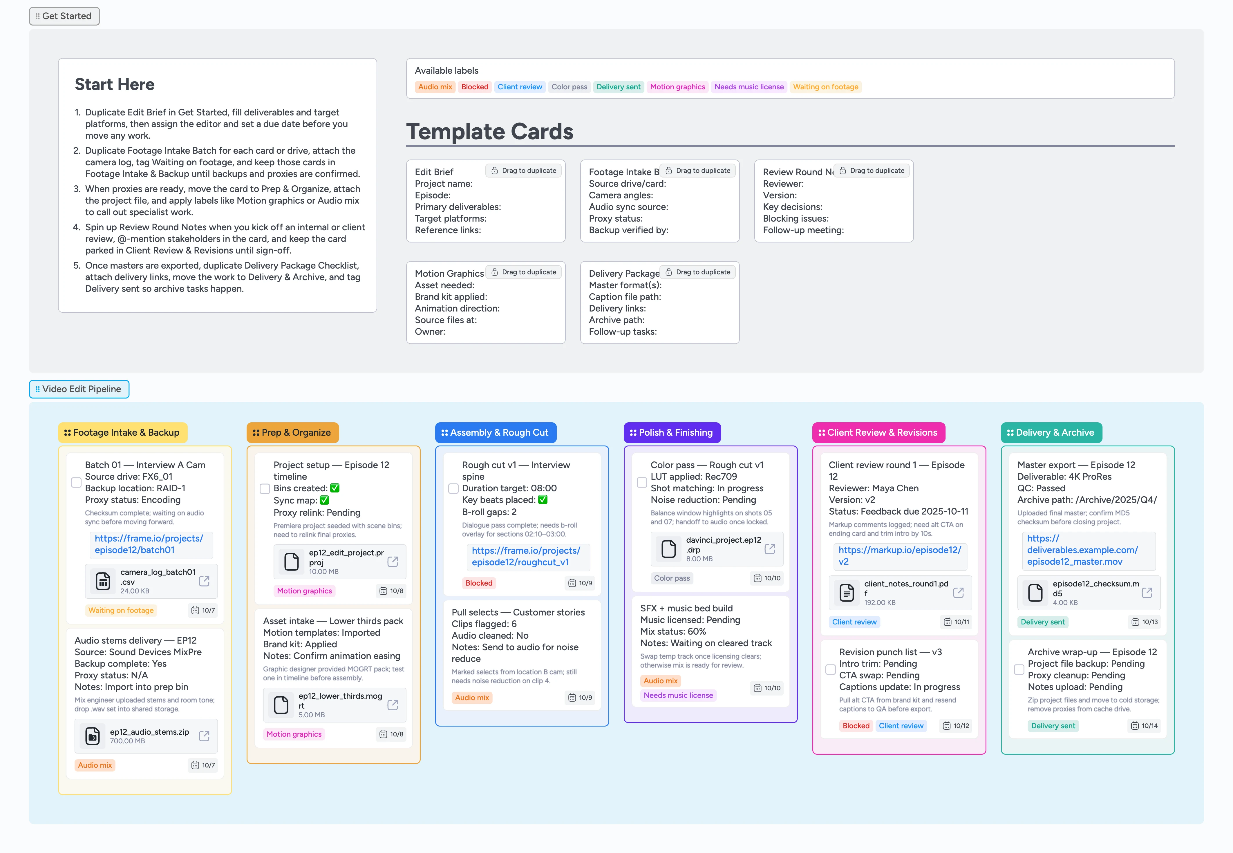 Video Edit Pipeline Template