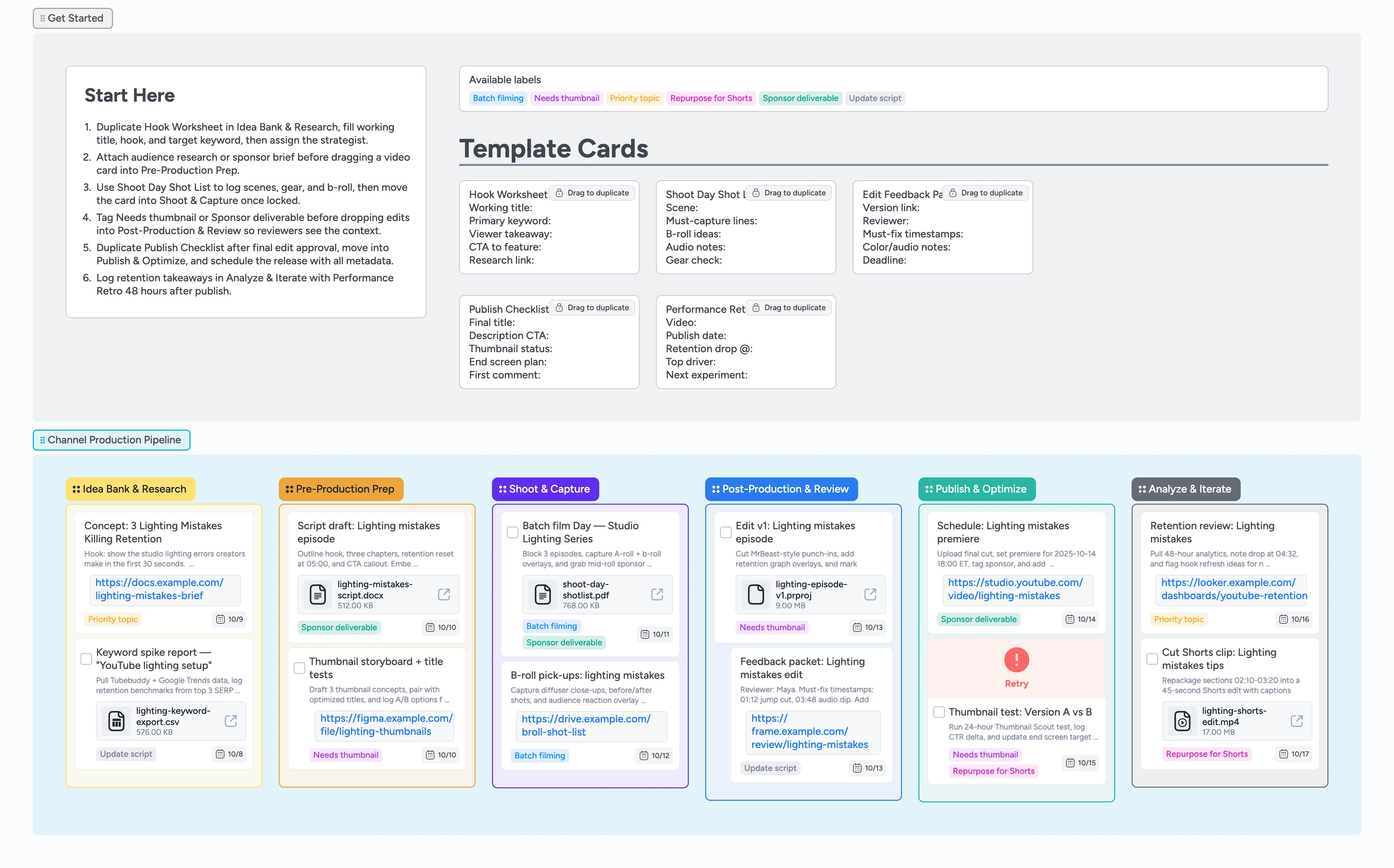 YouTube Video Production Pipeline Template