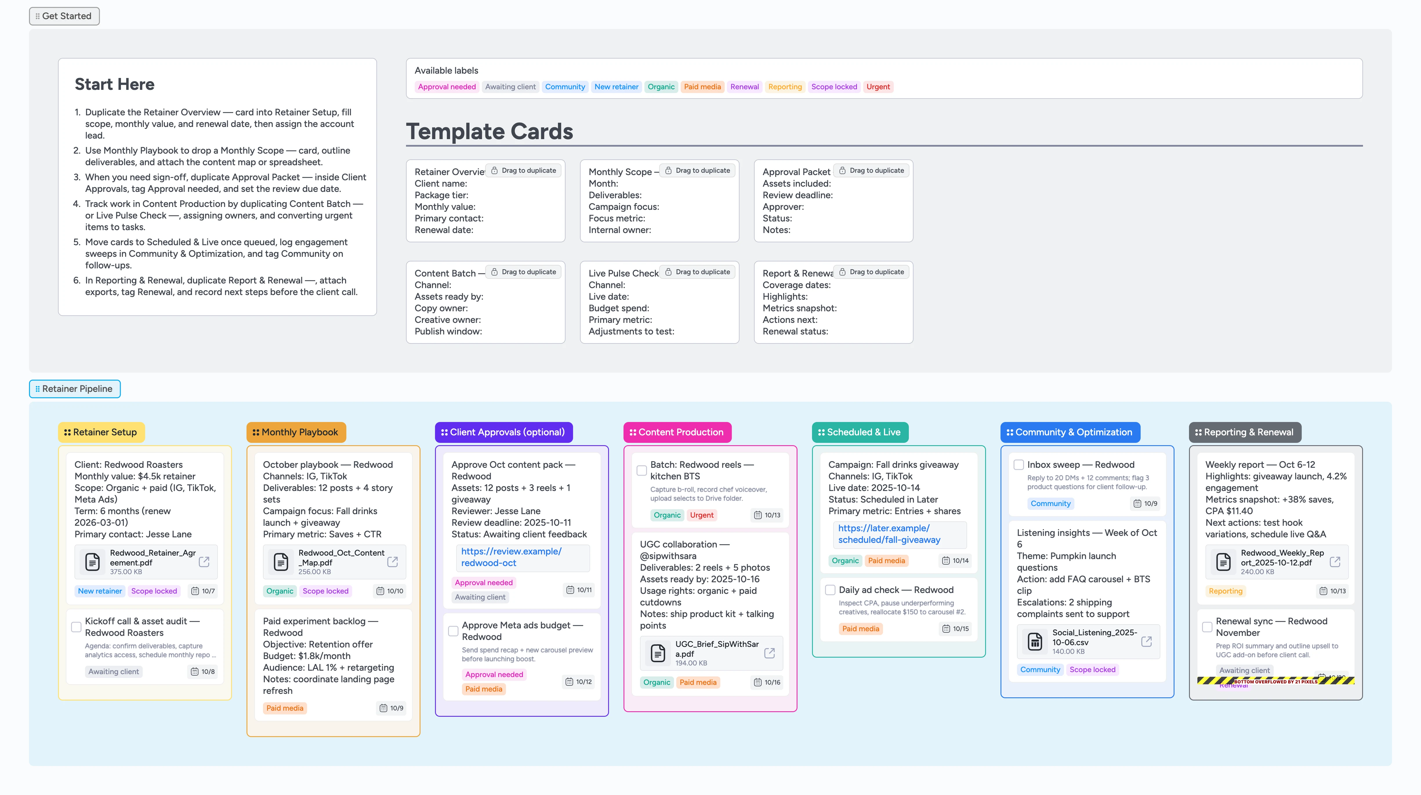 Social Media Retainer Tracker Template
