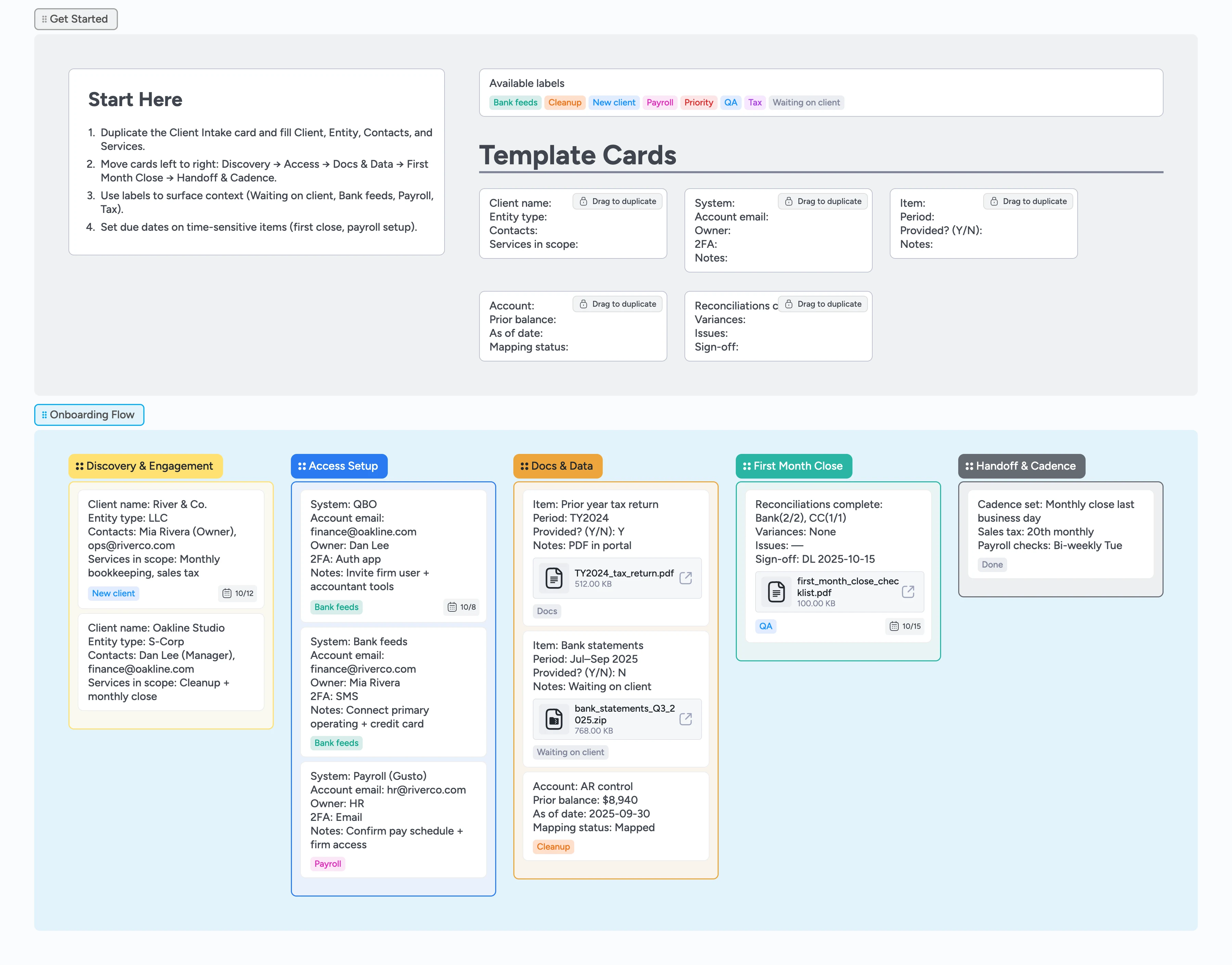 Bookkeeping Client Onboarding Checklist Template
