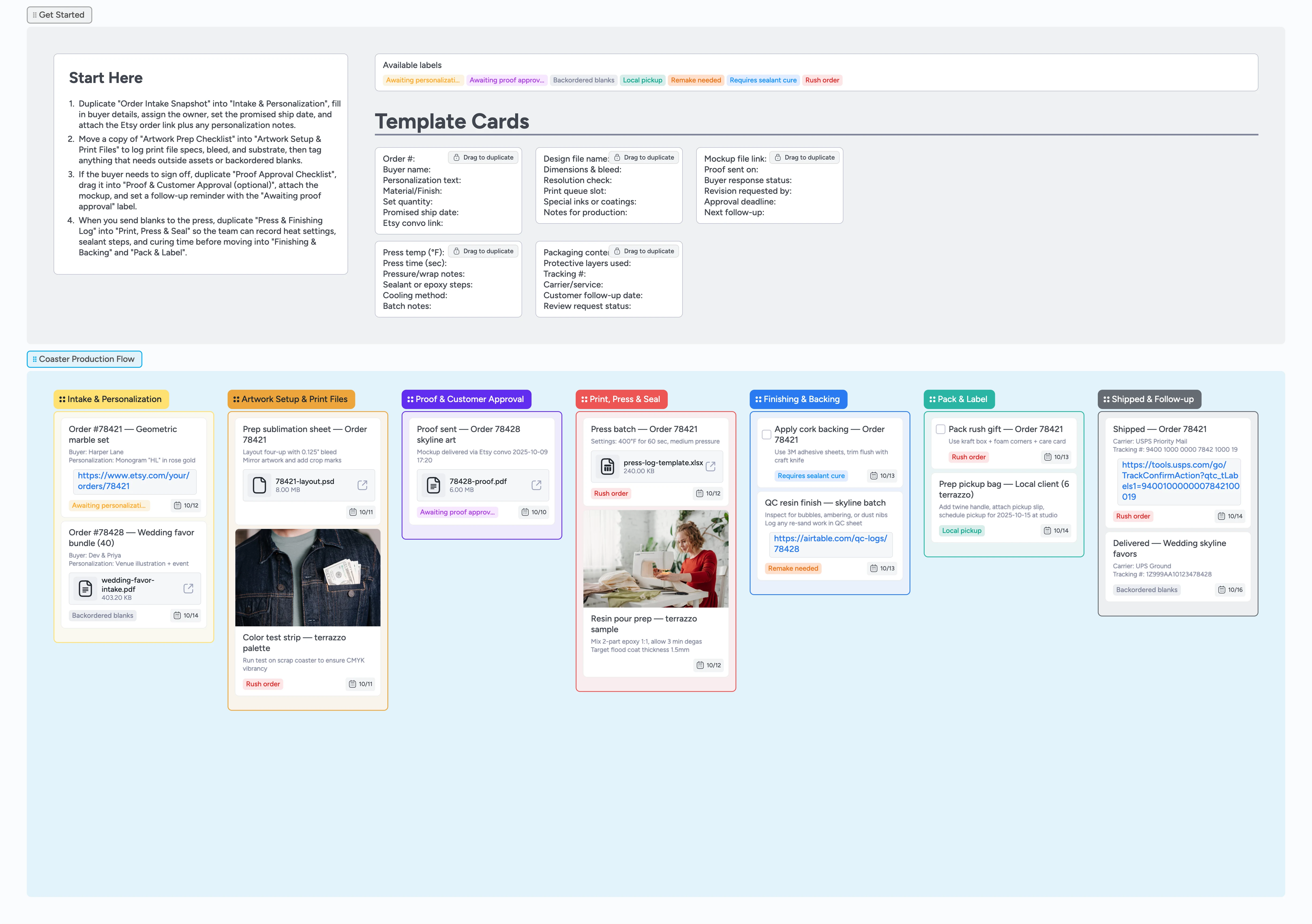Etsy Coasters Made-to-Order Production Template