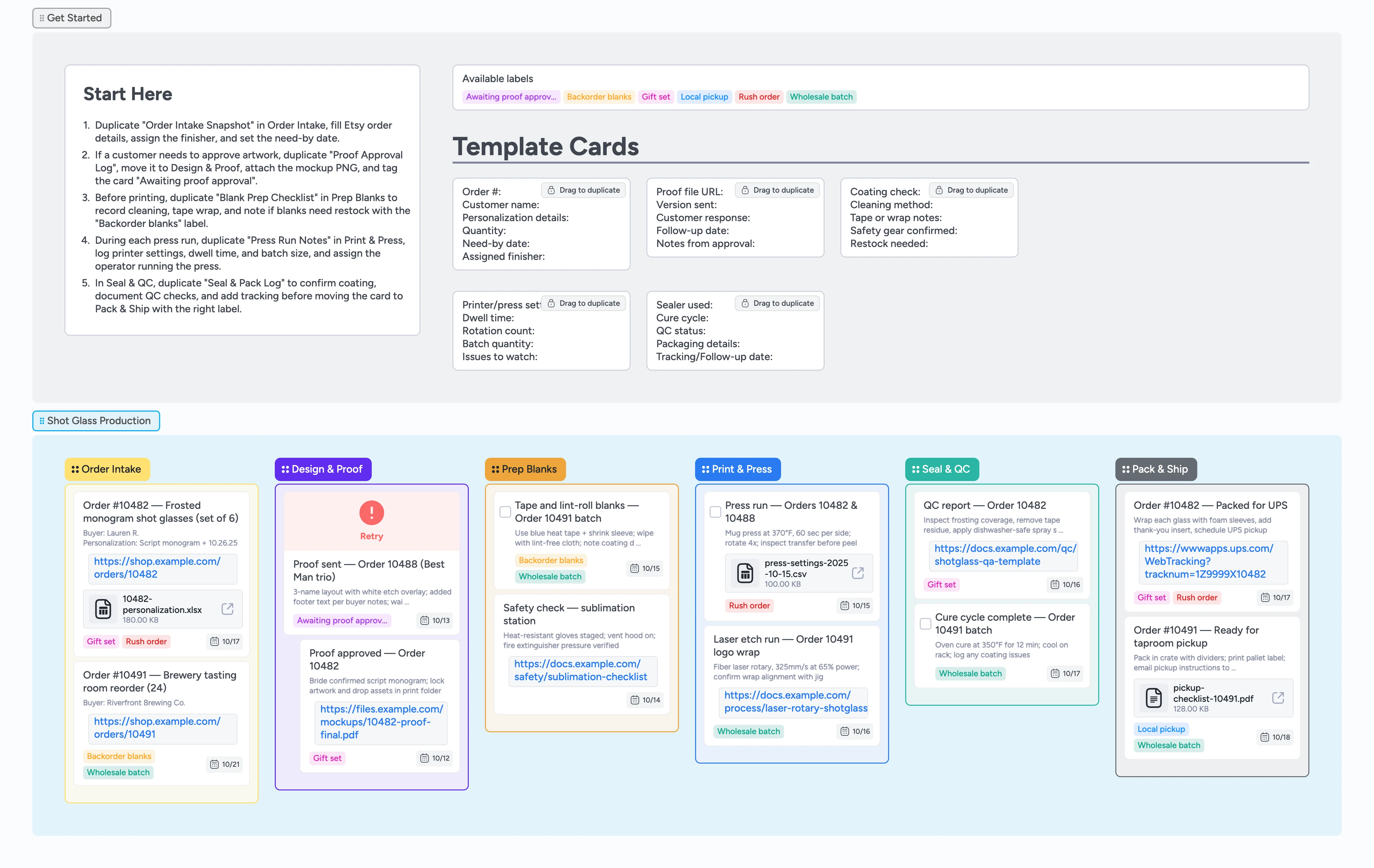 Etsy Shot Glasses Production Template