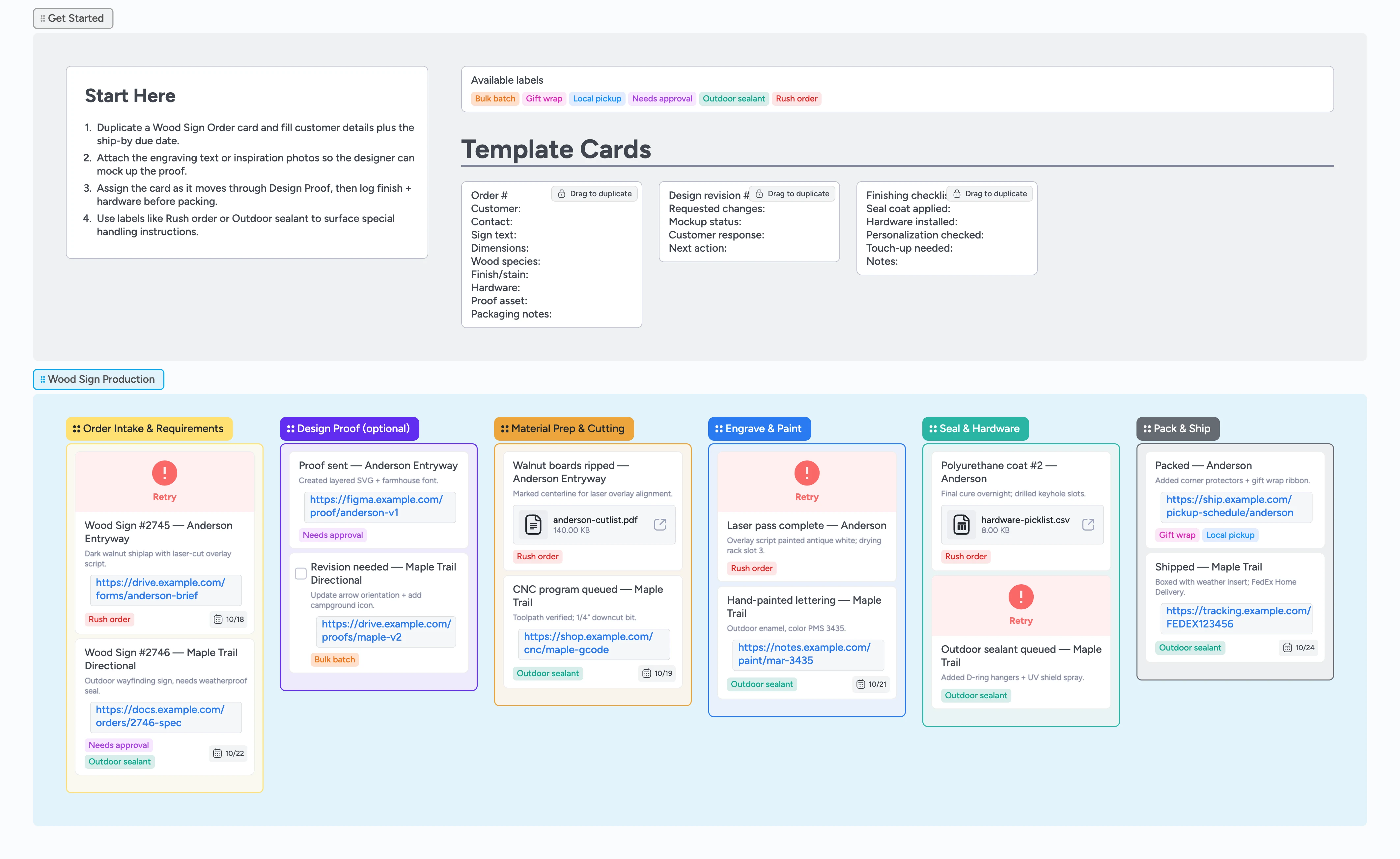 Etsy Wood Signs Production Pipeline Template