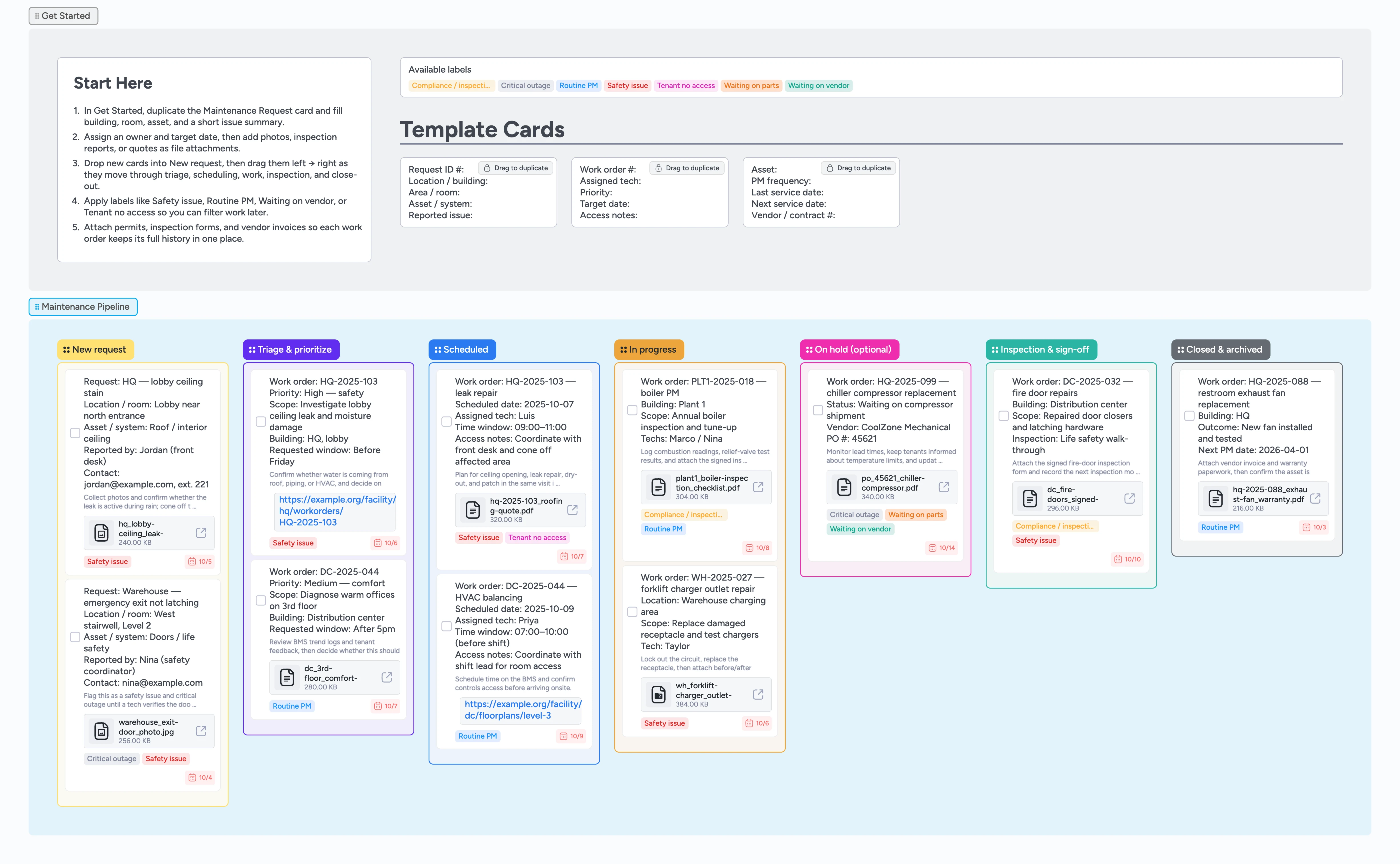 Facilities Maintenance Pipeline Template