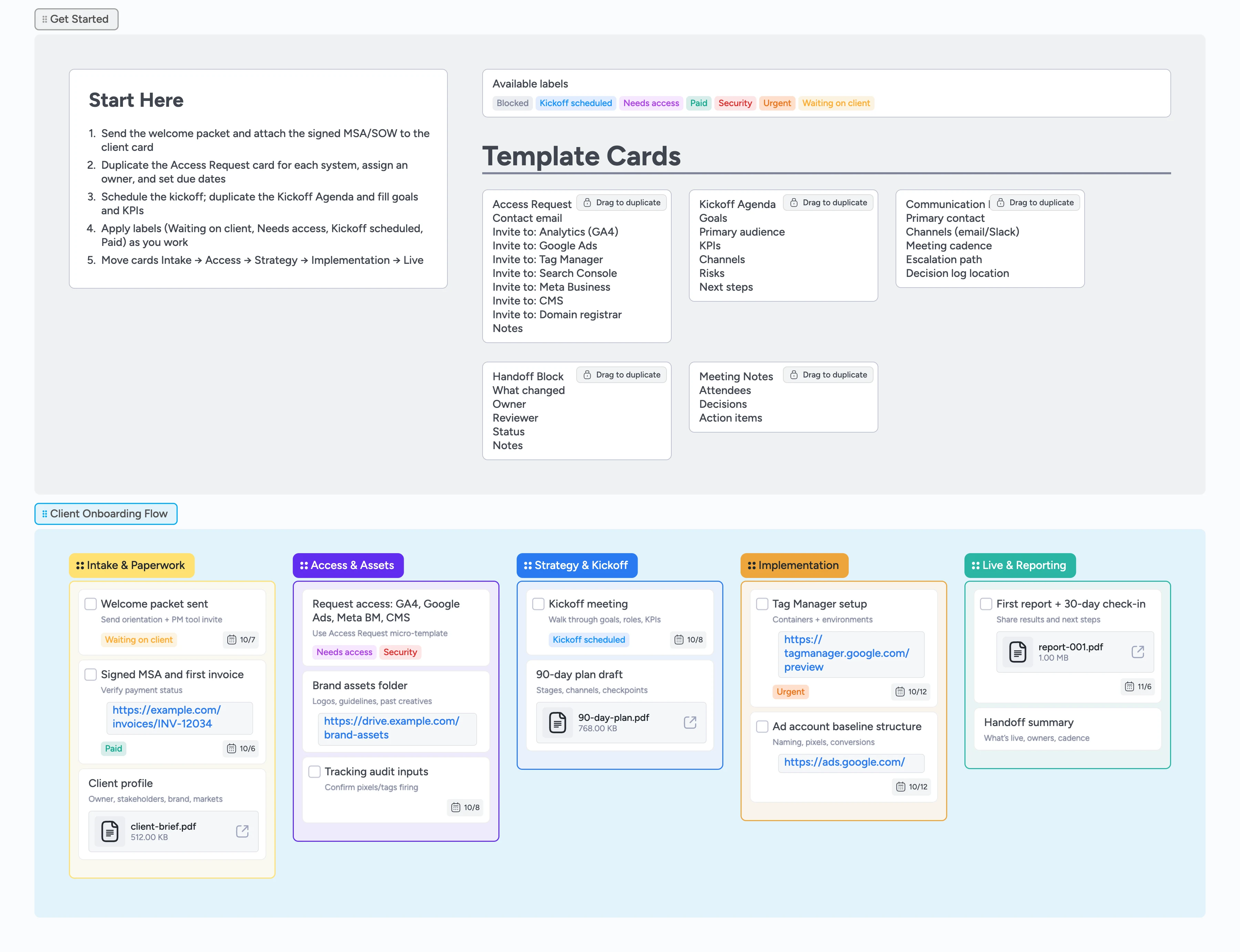 Marketing Agency Client Onboarding Flow Template