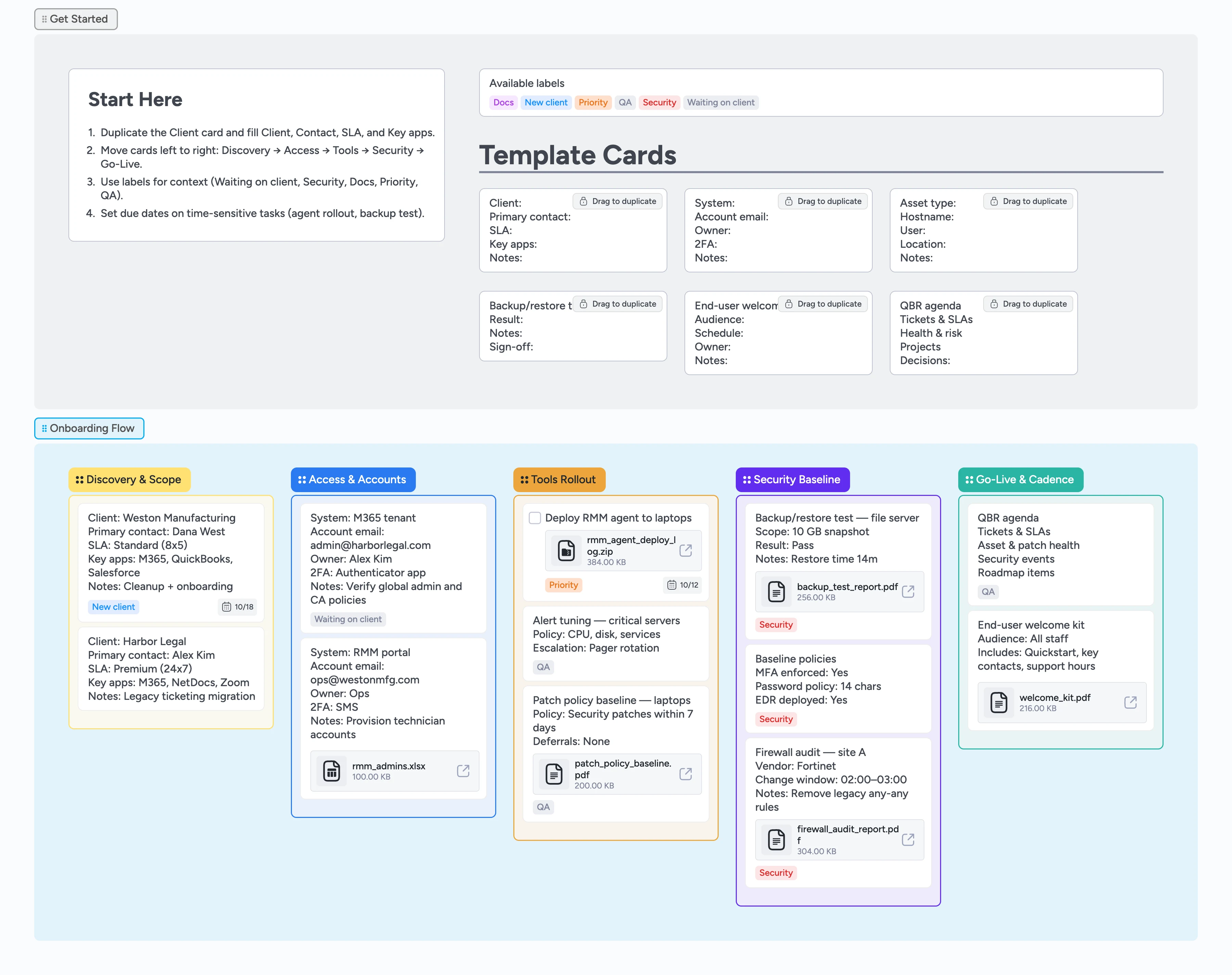 MSP Client Onboarding Checklist Template