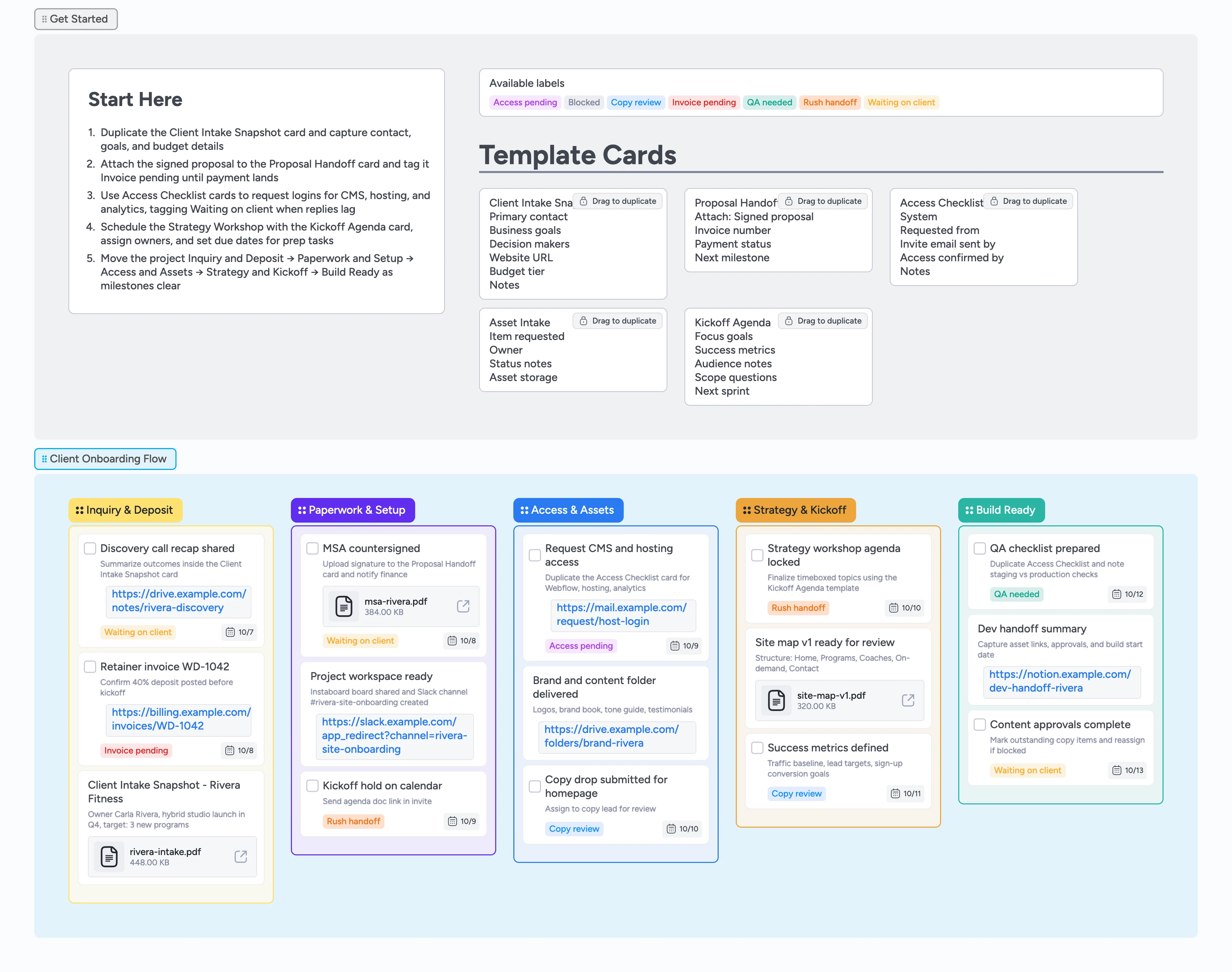 Web Design Client Onboarding Flow Template