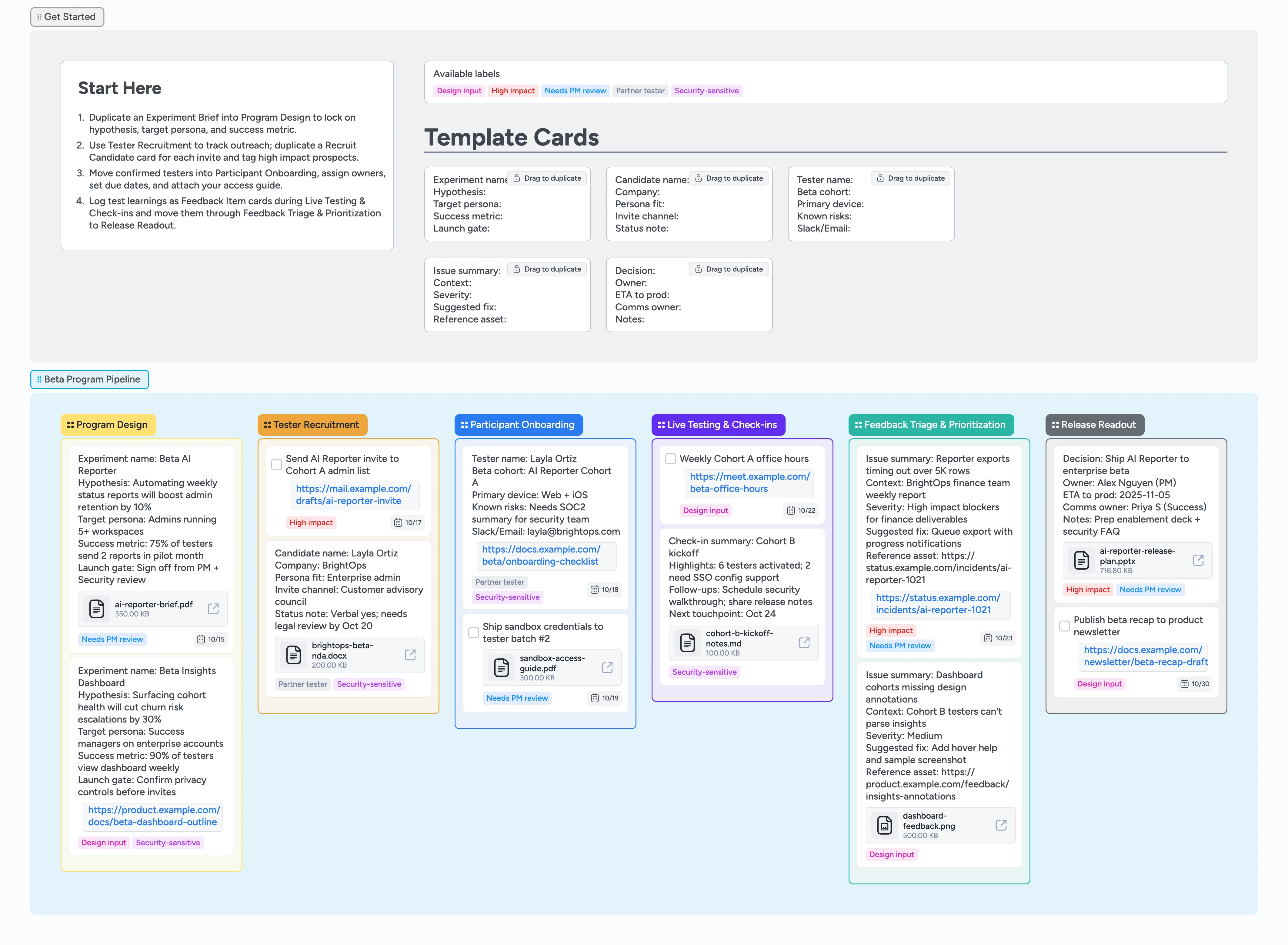 Product Beta Program Pipeline Template